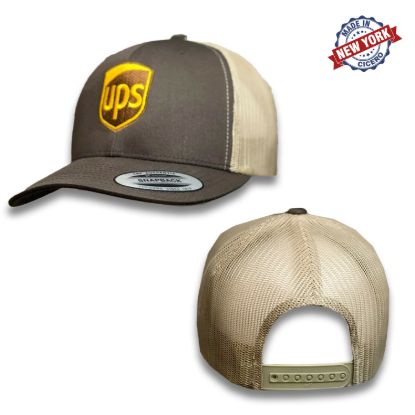 Ups embroidered mesh snapback adjustable trucker brown hat