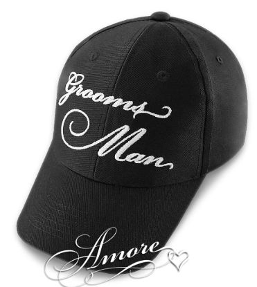 Grooms man wedding baseball cap black hat