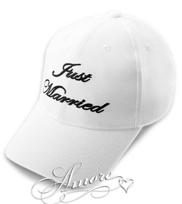 Just married wedding baseball cap for bride and groom white hat
