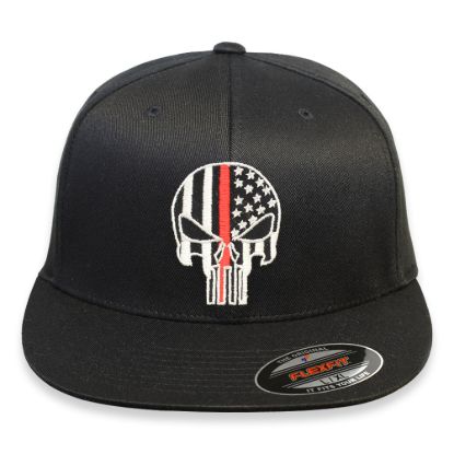 Punisher thin red line fire fighter support embroidered flexfit hat baseball cap