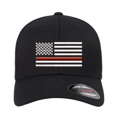 Thin red line fire fighter support embroidered flexfit hat baseball cap