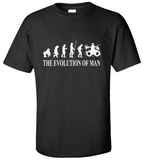 The evolution of man drums t shirt
