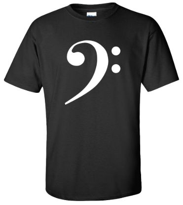 Bass clef music symbol jazz rock band guitar t shirt