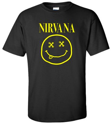 Nirvana rock band smiley face music t shirt