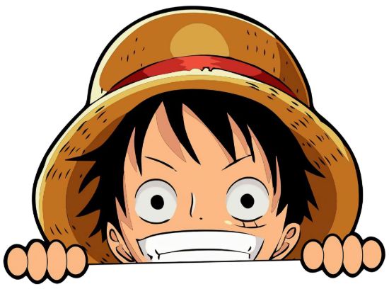 Luffy one piece peeking window vinyl decal anime sticker 6 inches