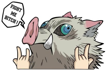 Inosuke hashibira fight me demon slayer peeking window vinyl decal anime sticker 6 inches