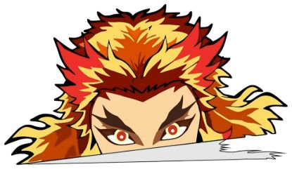 Kyojuro rengoku demon slayer peeking window vinyl decal anime sticker 6 inches